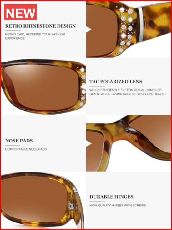 Polarized Rhinestone Wrap Around Sunglasses UV400 Protection for Driving main image 6